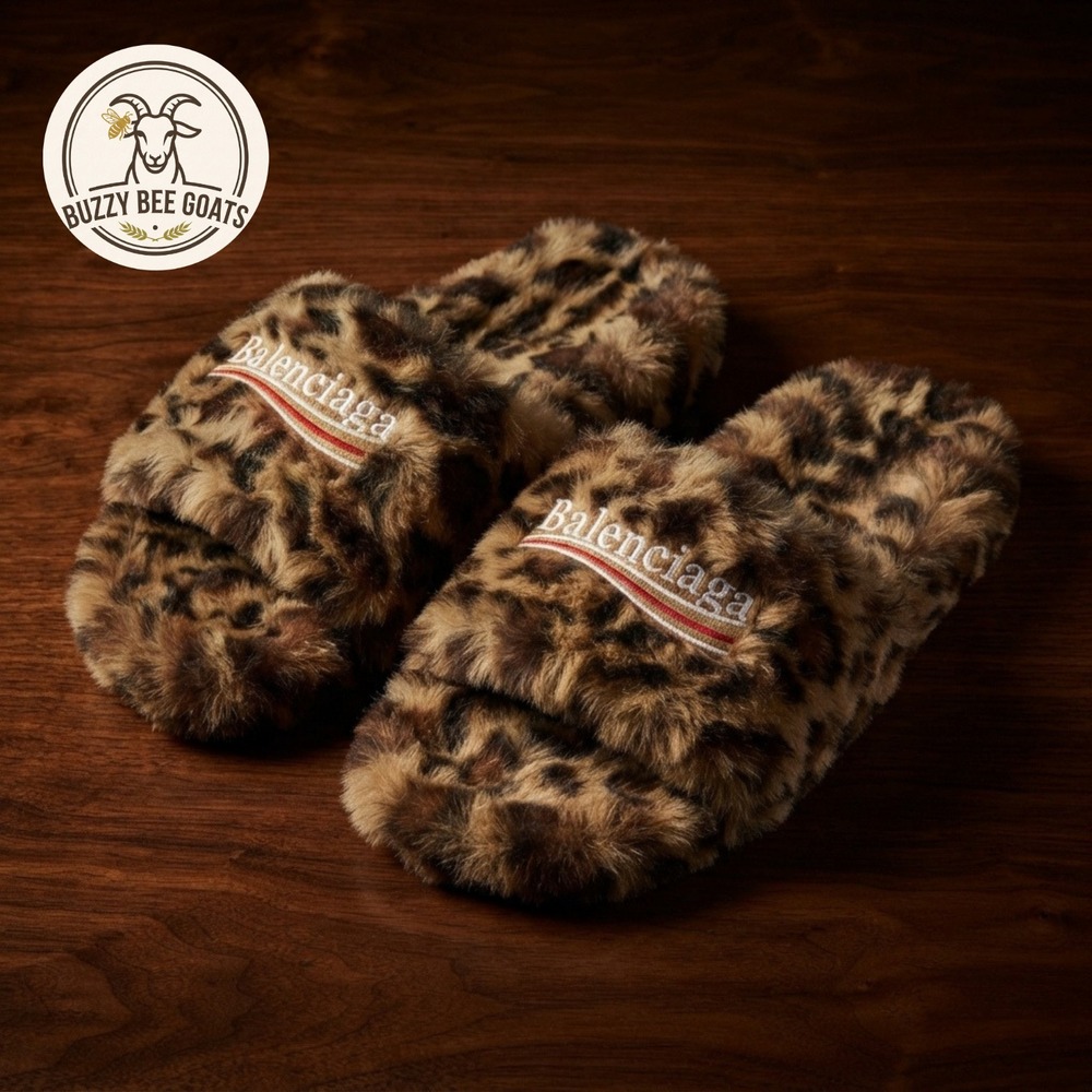 Authentic Balenciaga Campaign Leopard Print Faux Fur Slides Luxury Slipper sz 44